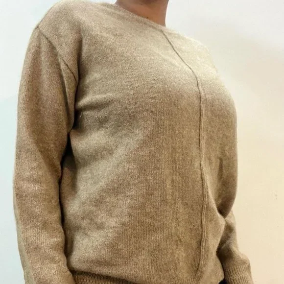Light Brown Drop Shoulder Pullover - Picture 3 of 6